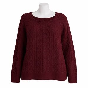 Size XXL Denver Hayes Women’s Maroon Cable Knit Sweater Pullover